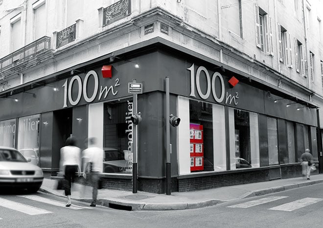 Création du logo de l'agence immobilière 100m2 à Saint-Etienne