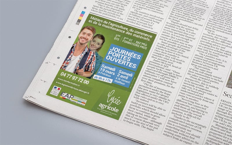 Création de nouveaux supports de communication pour le lycée agricole de Précieux.