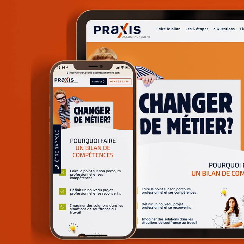 Création d’une landing page dédiée aux bilans de compétences pour Praxis Accompagnement
