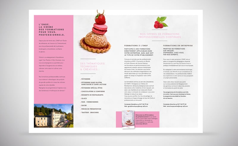 Création de la plaquette Formations professionnelles continues de l'Ecole Nationale de Pâtisserie