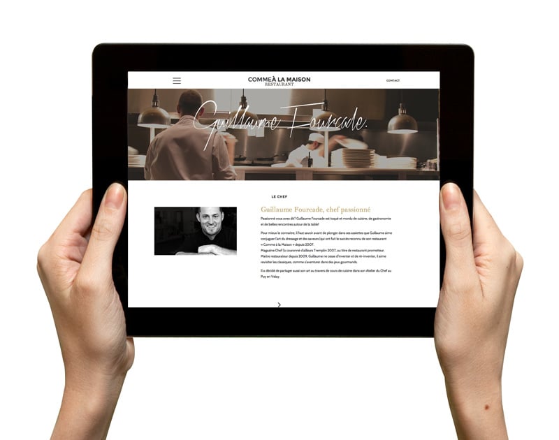 Création du site internet de Guillaume Fourcade pour son restaurant Comme A la Maison.