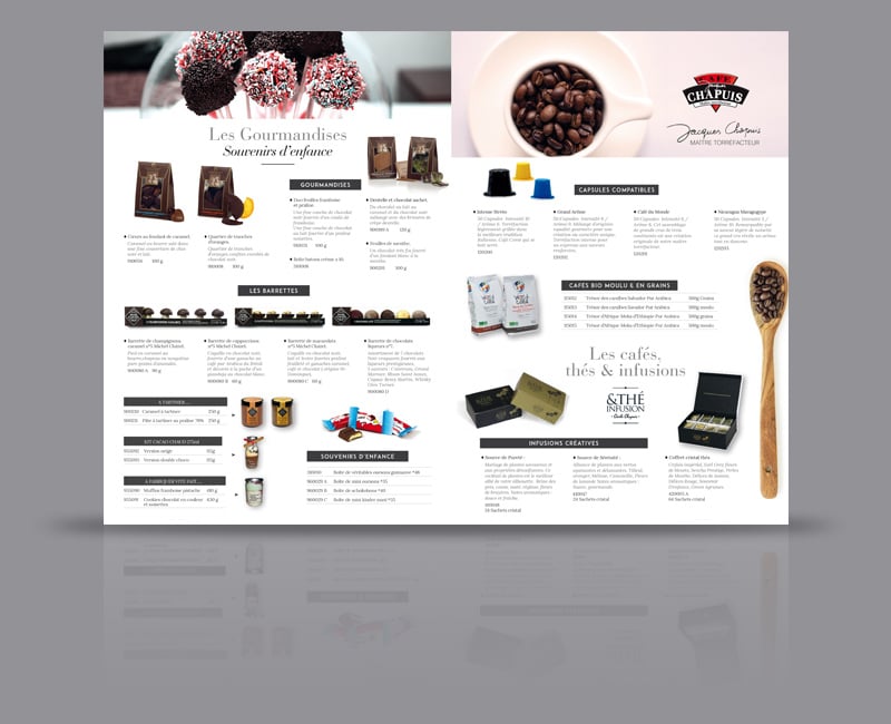 Création de la catalogue Chocolat 2015 des Cafés Chapuis.