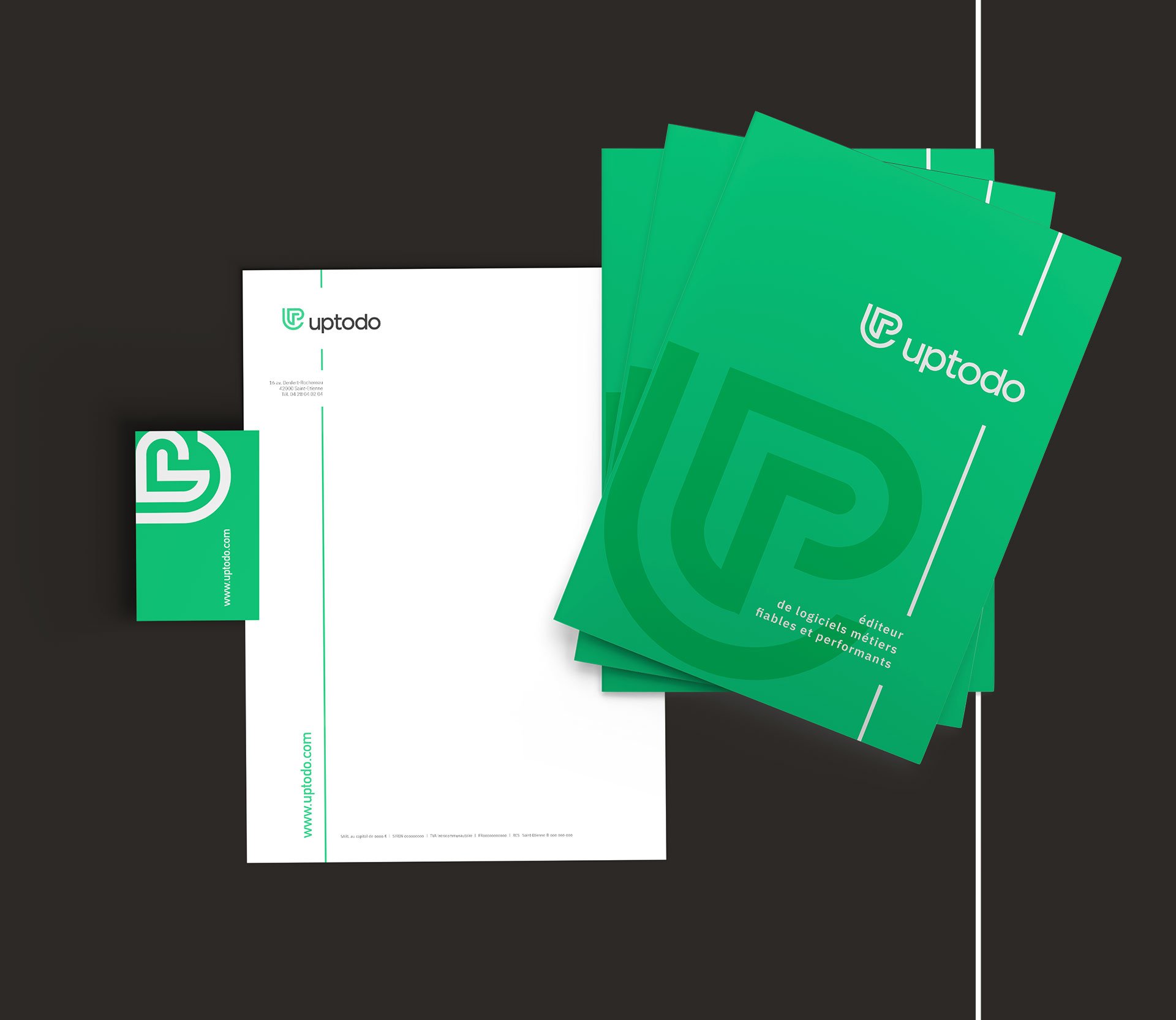 Création de la marque Uptodo, création de landing page de la solution logicielle Actadat.