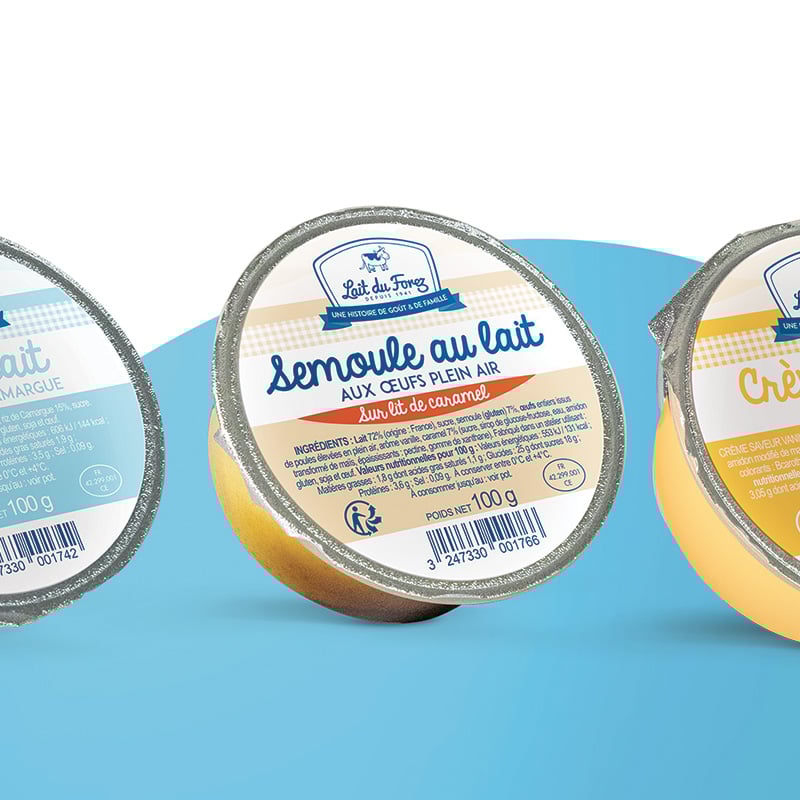 Création packaging de pots individuels pour Lait du Forez