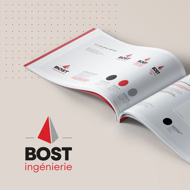 Création de la charte graphique Bost Groupe, Bost Ingéniérie et Bost Diagnostics Structures.