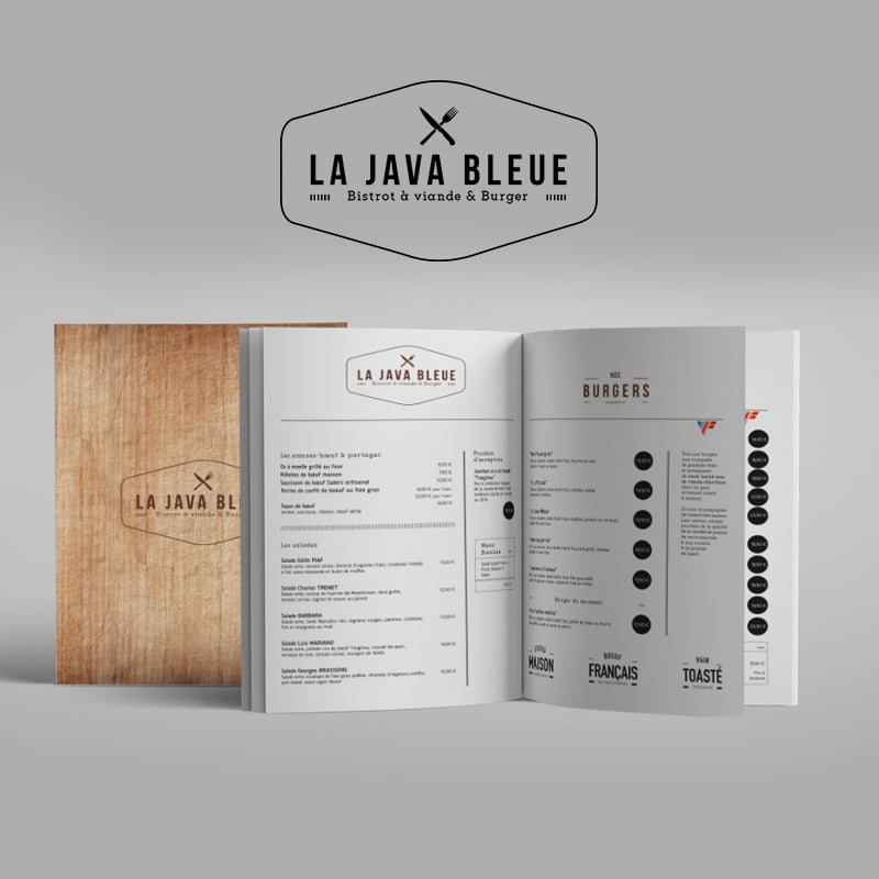 Création de l’identité visuelle du restaurant stéphanois La Java Bleue