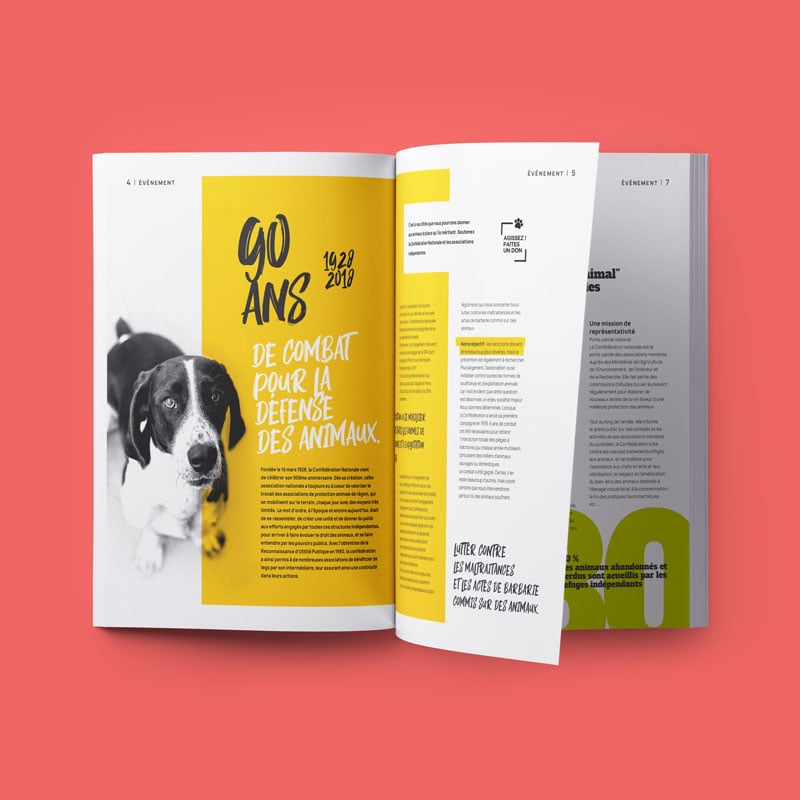 Création et refonte de magazine de la Défense des Animaux