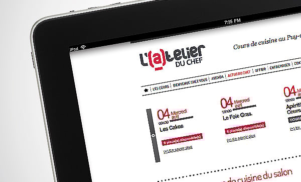 Création du site internet l’Atelier du Chef.