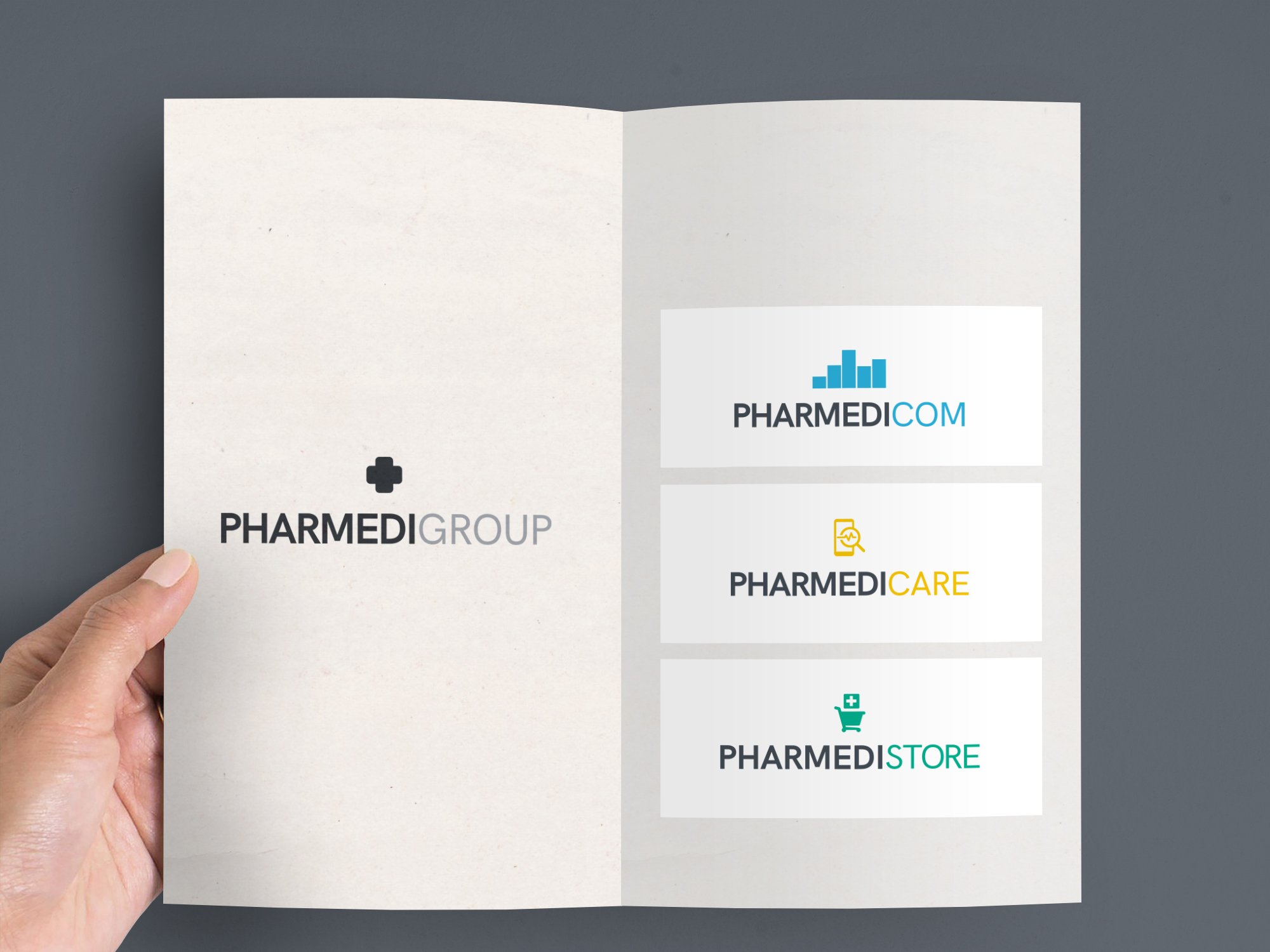 Création des marques Pharmédigroup, Pharmédicom, Pharmédicare et Pharmédistore.