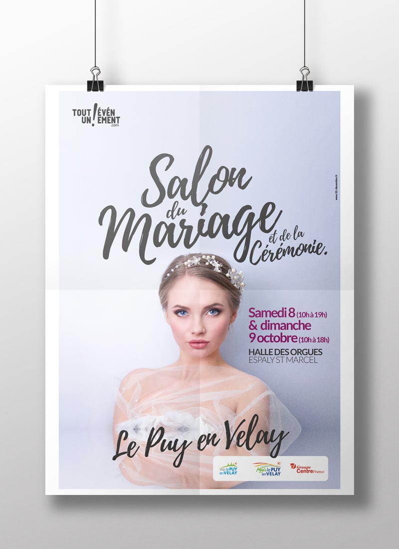 Campagne de communication pour le salon du Mariage et de la cérémonie au Puy-en-Velay.