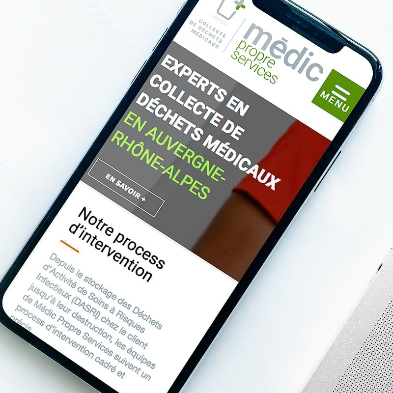 Création de logotype et du site internet vitrine Médic Propre Services.
