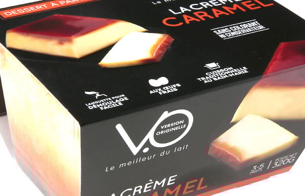 Charte packaging pour les produits V.O, Version Originelle de la Laiterie du Forez.