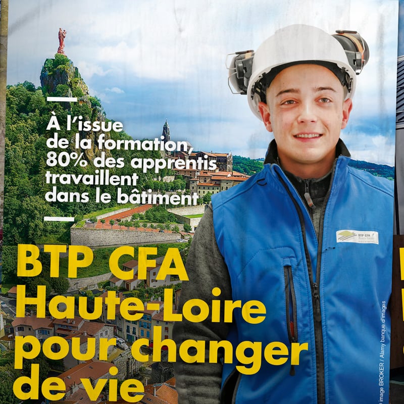 Campagne d’affichage pour valoriser la filière BTP du CFA Haute-Loire.